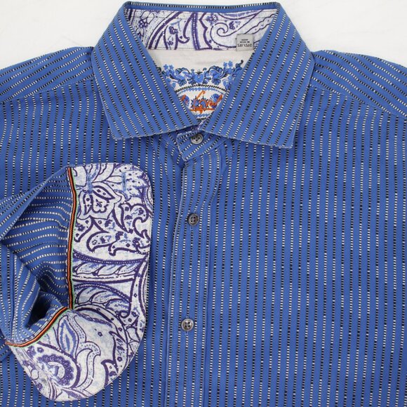 Robert Graham Shirt Men's 2XL Cotton textured flip cuff Button Up Long Sleeve - Picture 1 of 13